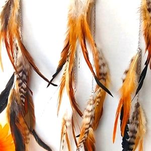 Boho Long Dangling Feather & Chain Earrings